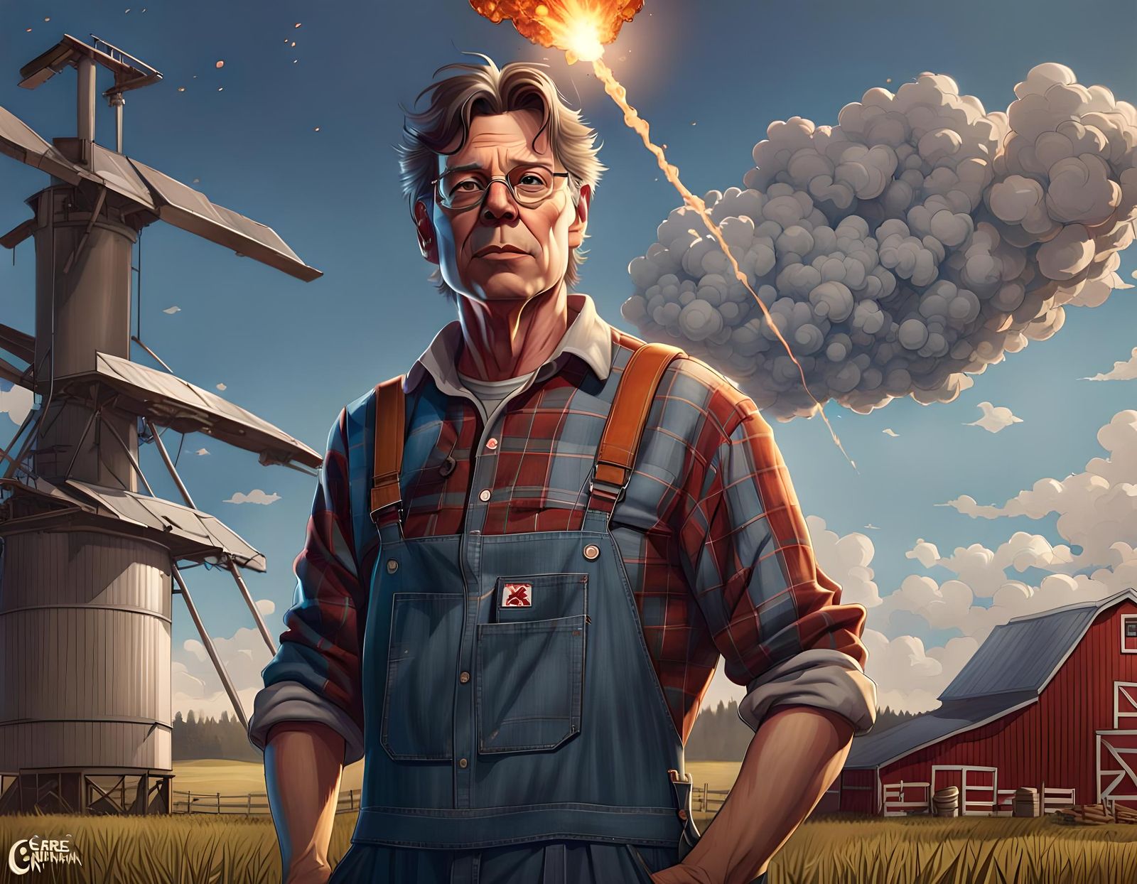 Young Man Holding Meteor: Hyperdetailed Concept Art