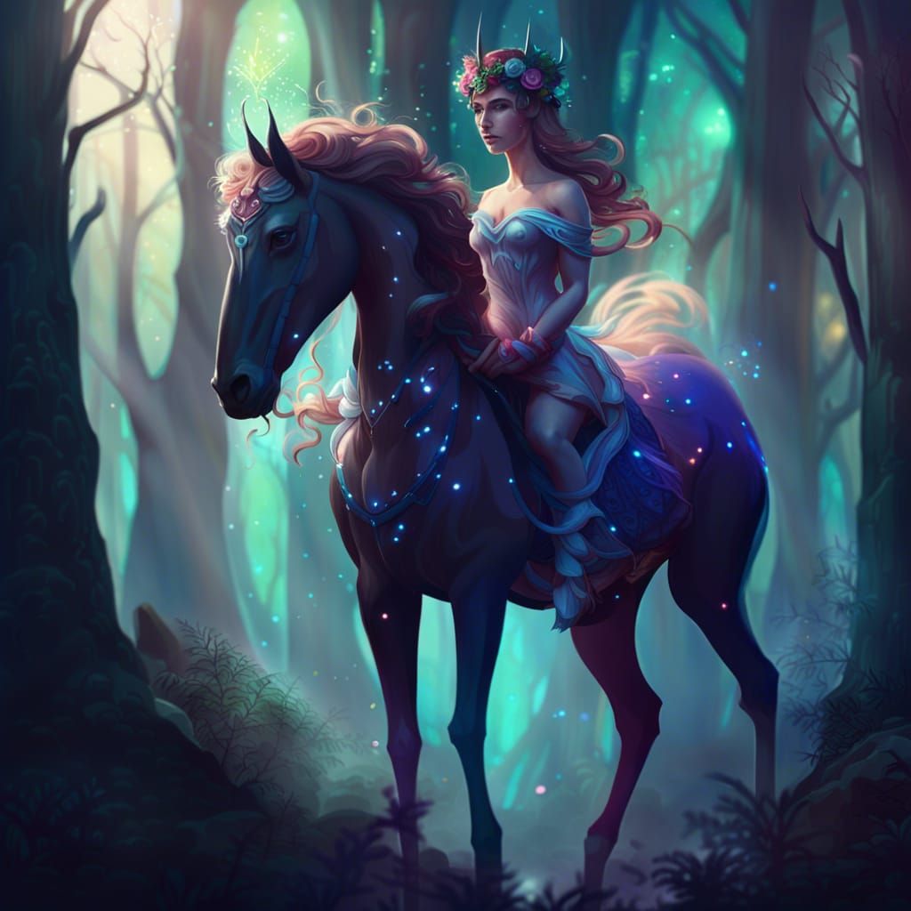Enchanting Centaur in Forest: Detailed Matte Painting