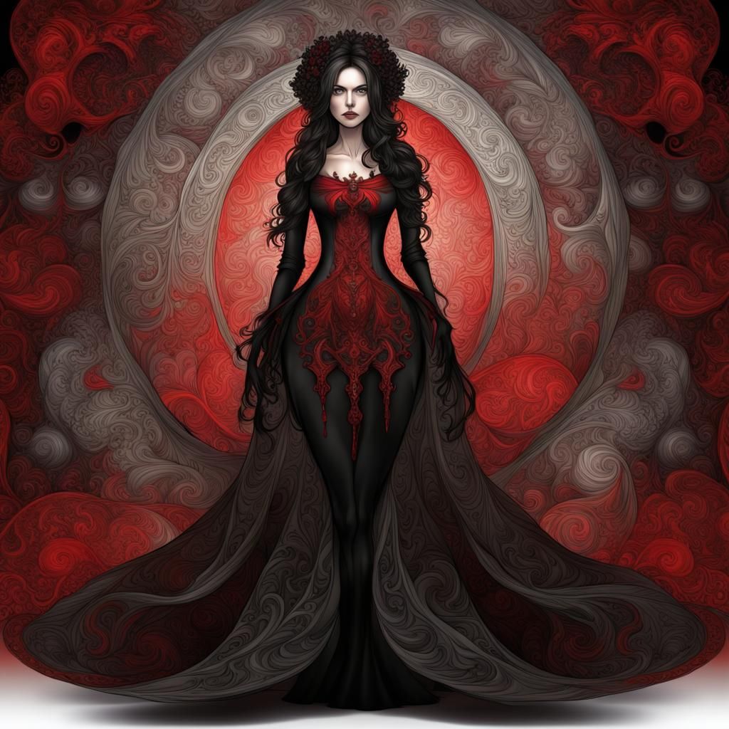Radiant Gothic Woman in Detailed Digital Painting