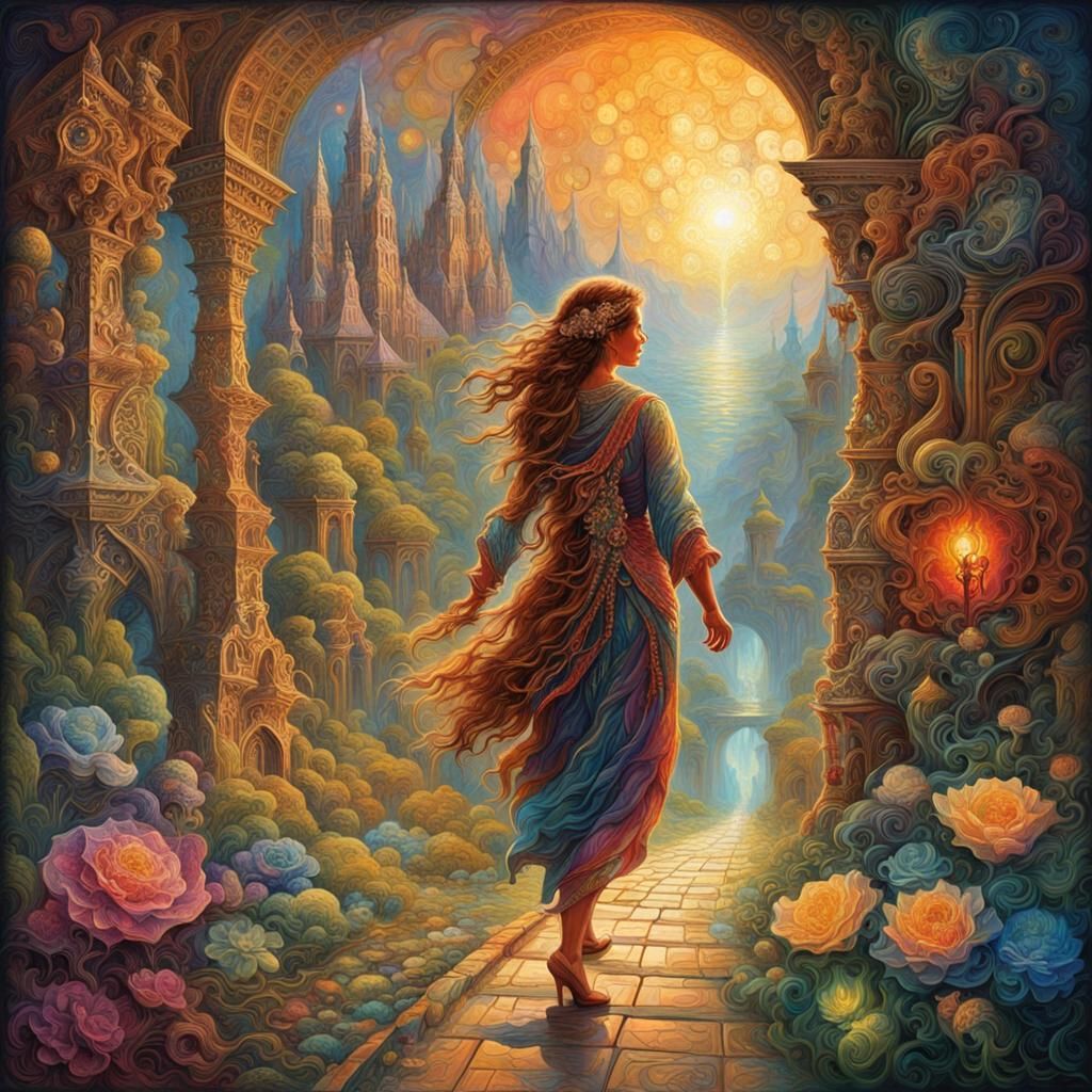 Abstract Geometric Art: Woman Lost in Thought