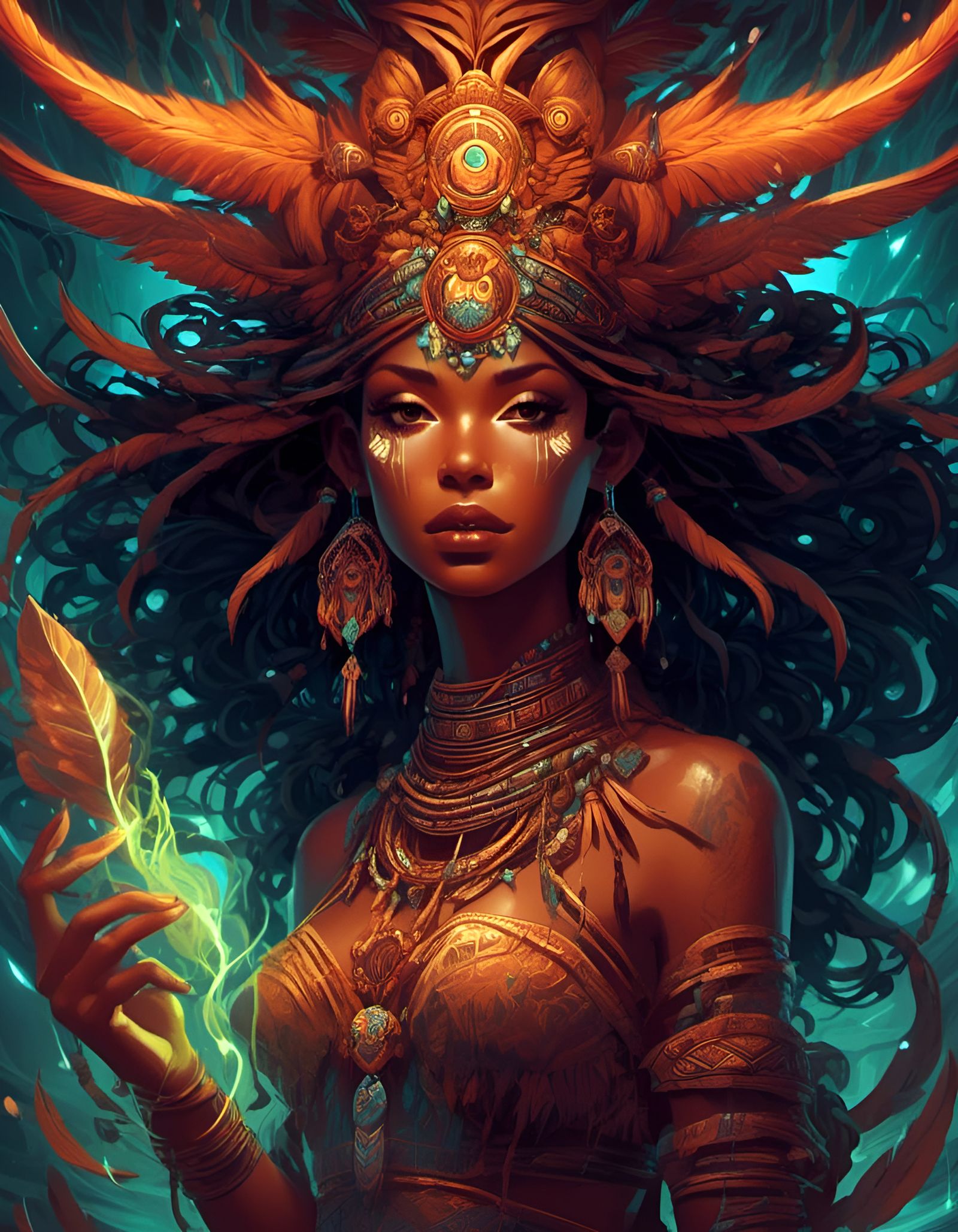 Primal Shaman Girl Digital Art