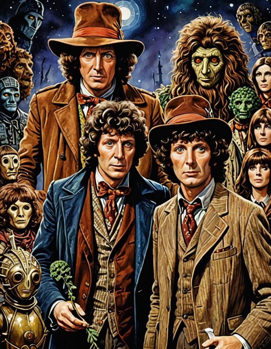 Fourth Doctor and Sarah Jane Smith Illustration