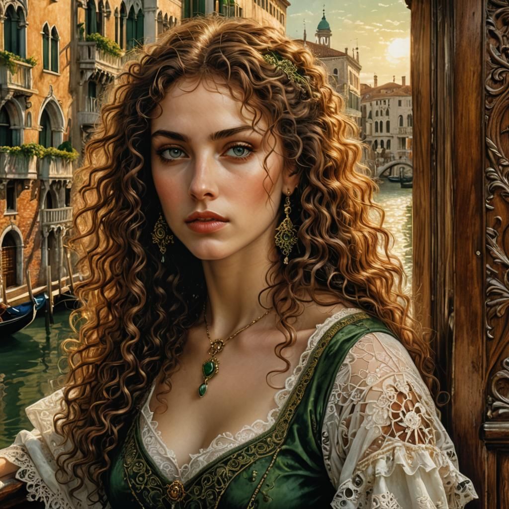 Renaissance Woman Overlooking Venice Canals
