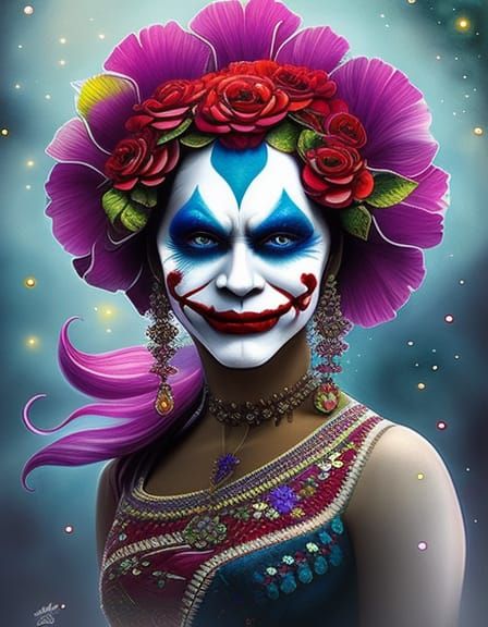Flowers Decorated Joker in Thai Art Style