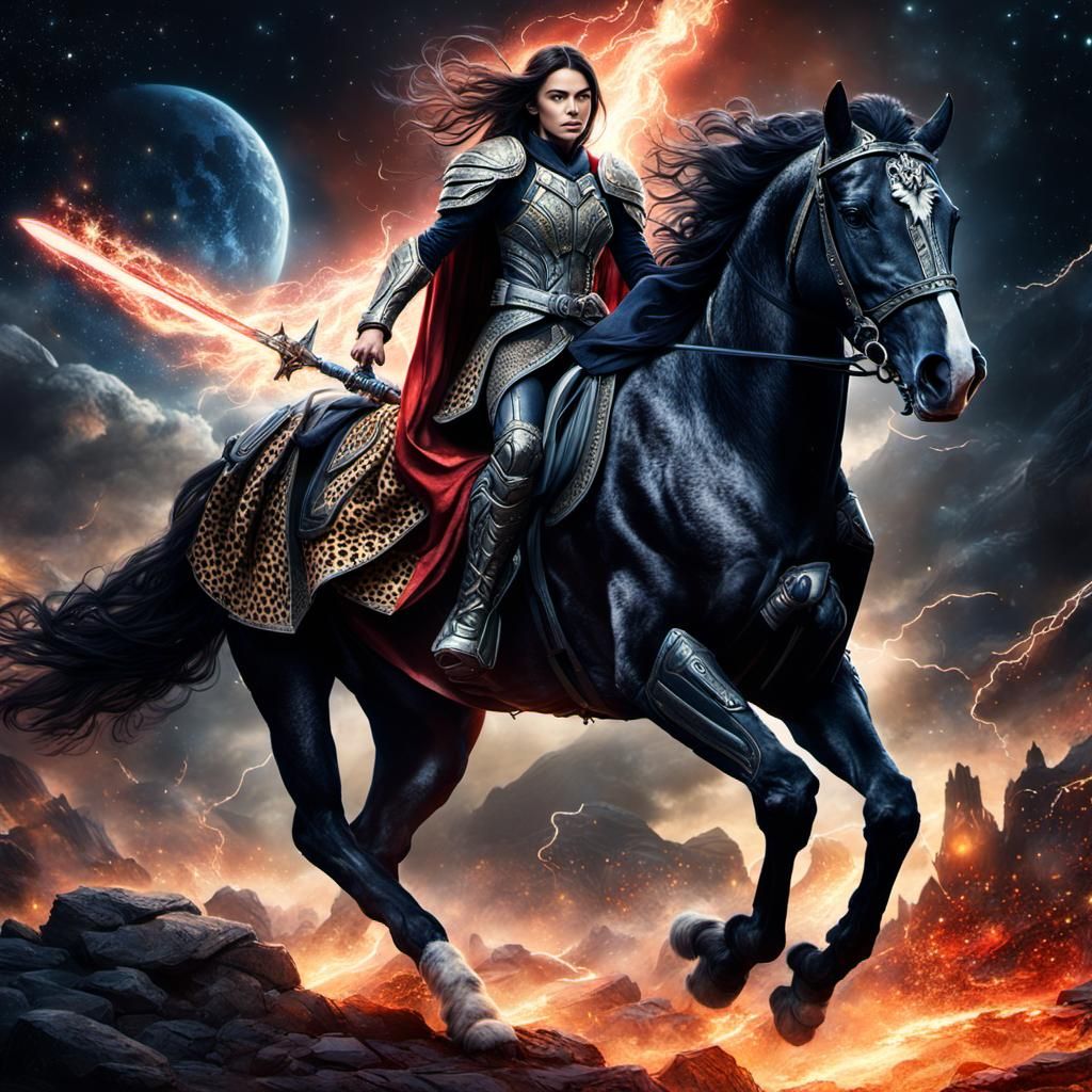 Archangel Warrior on Horseback in Celestial Space
