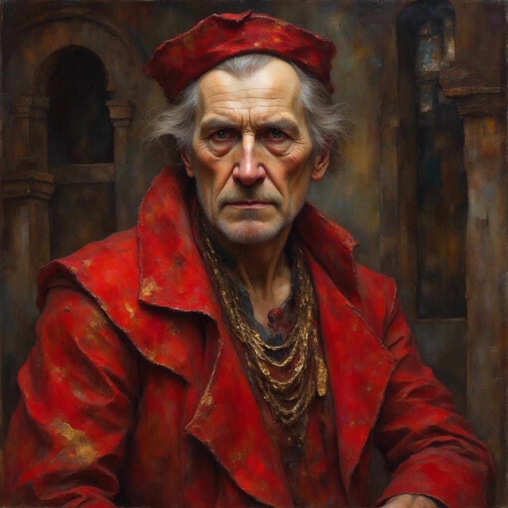 Dramatic Pantalone in Hyperrealistic Oil Painting