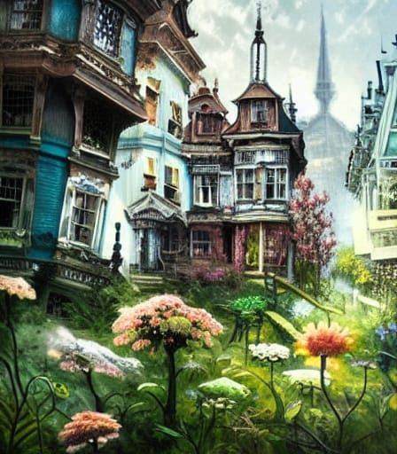 Sinister Abandoned City by Studio Ghibli in 8k