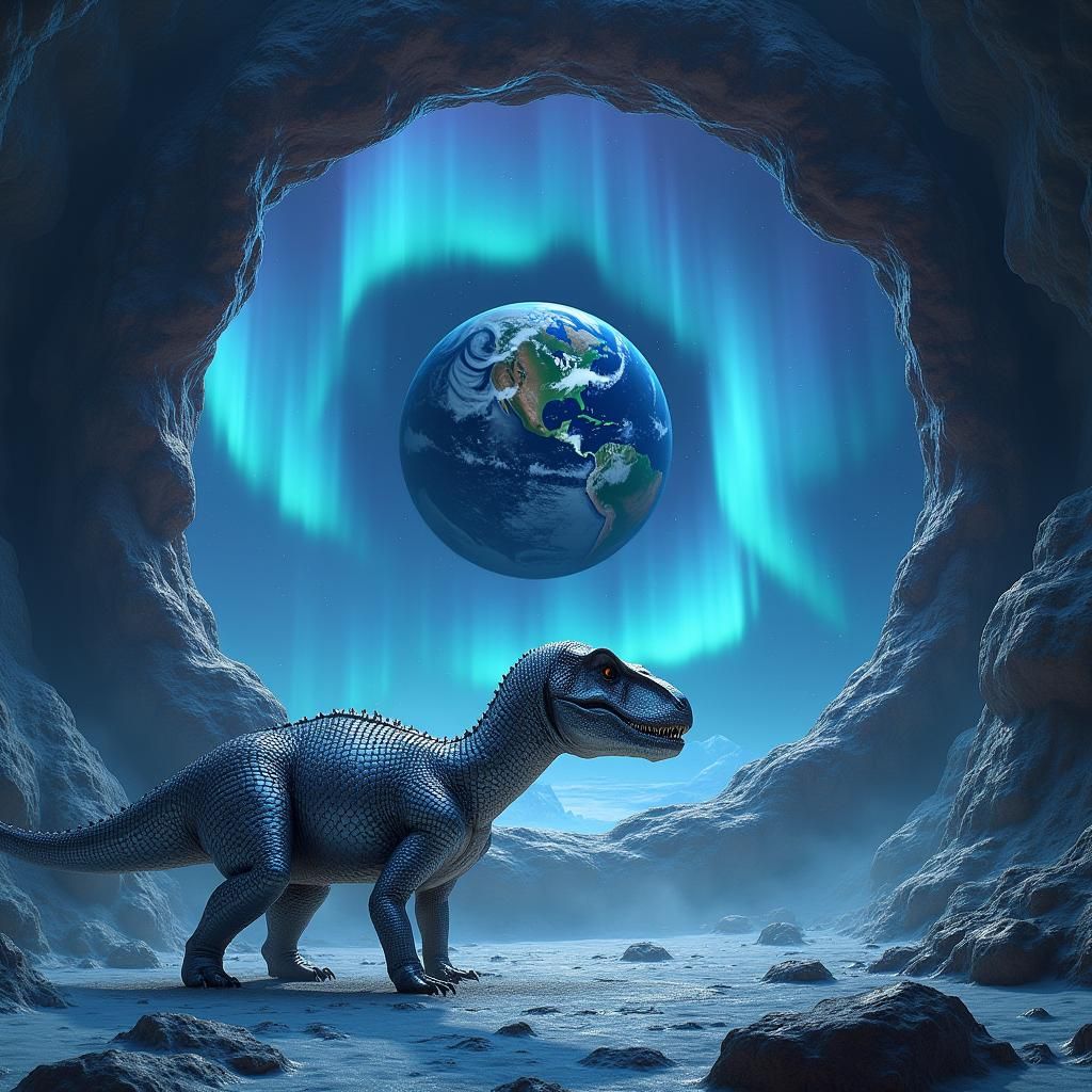 Surreal Earth Eye and Chrome Dinosaur