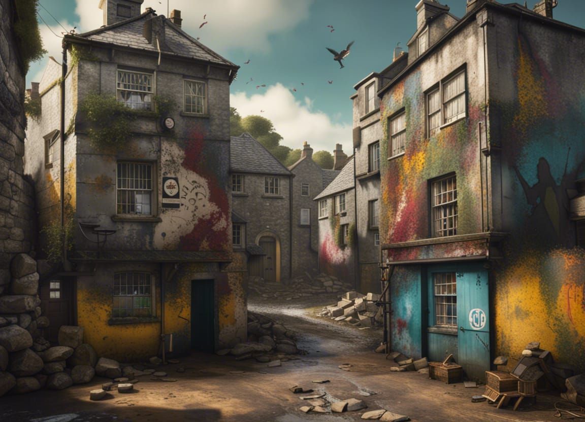 Banksy-Style Cornwall: Detailed Matte Painting