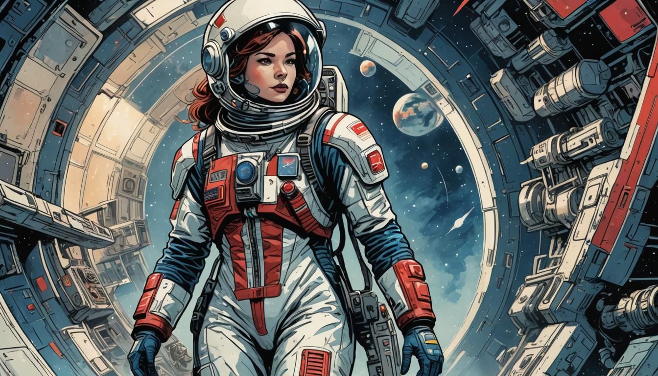 Heroic Astronaut in Polish Comic Book Style