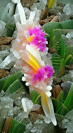 Graceful Tropical Flower with Quartz Texture