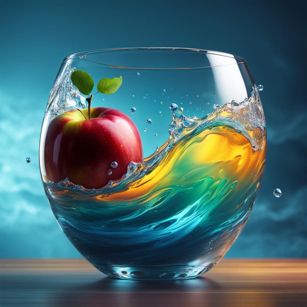 Storm in a Glass Apple: Hyperrealistic Splash Art