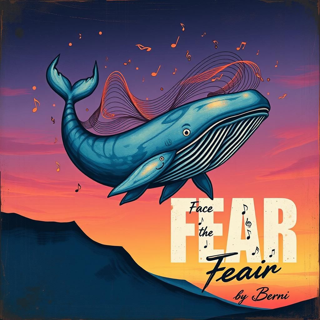 Whimsical Whale Face in Psychedelic Sky