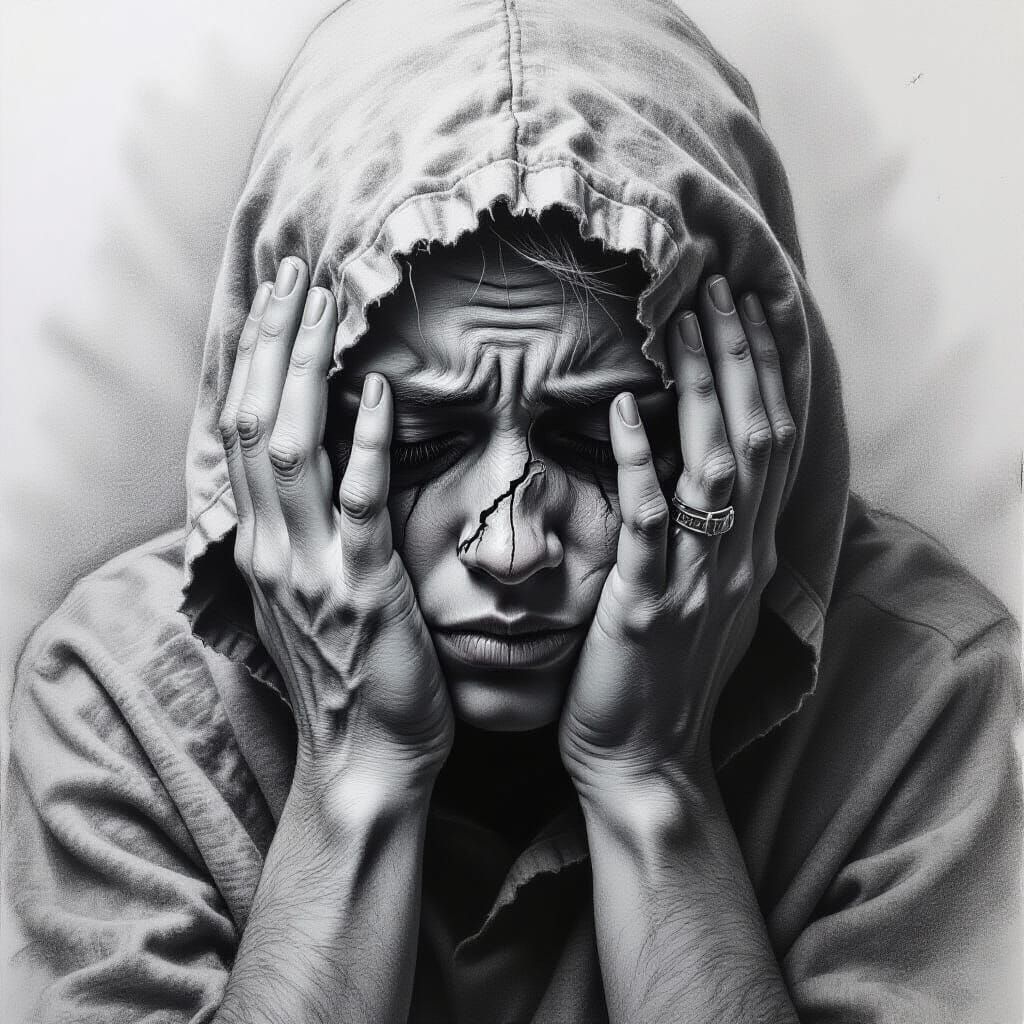 Charcoal Drawing: Unveiling Inner Turmoil