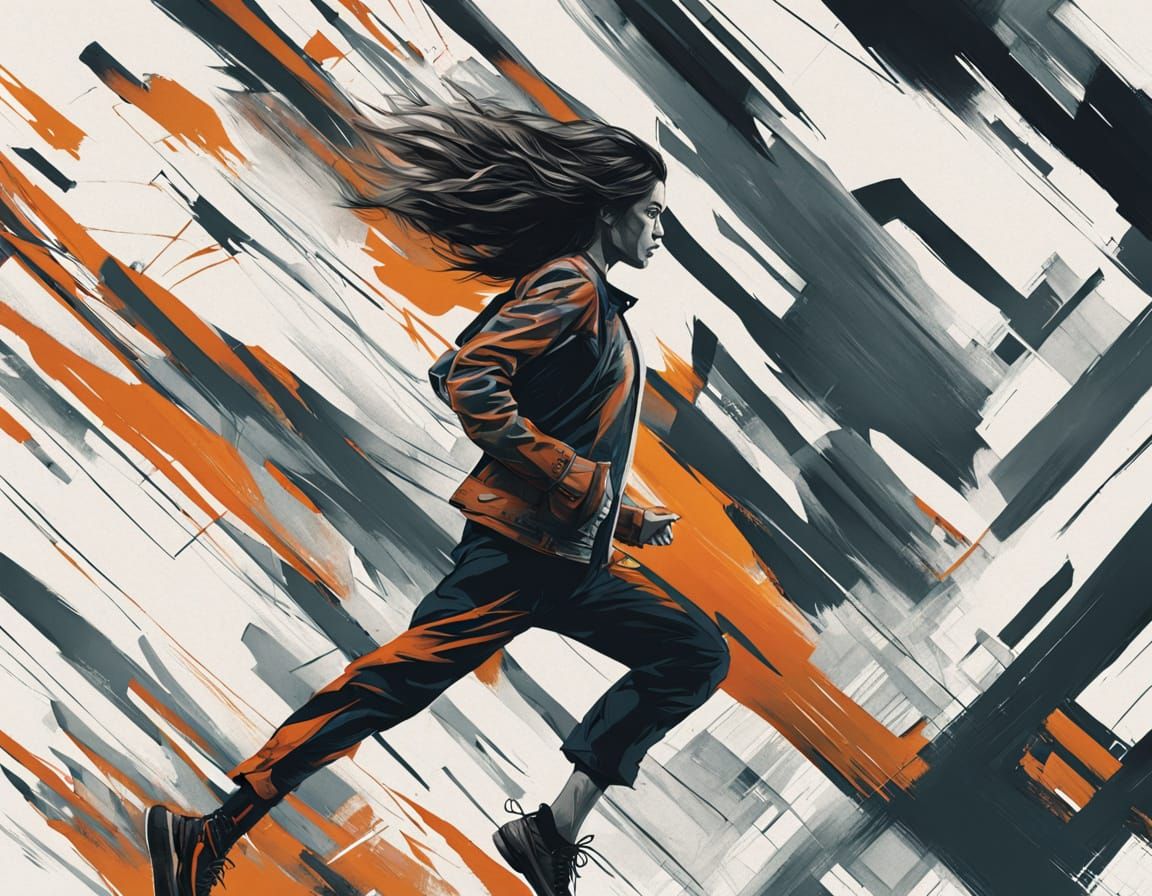 Dramatic Urban Leaper in Semi-Realistic Style