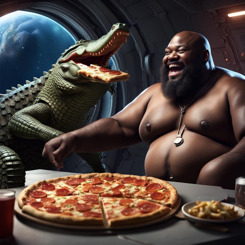 Pizza in Space: A Detailed Digital Painting