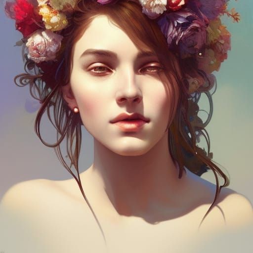 French Woman Portrait in Art Nouveau Style