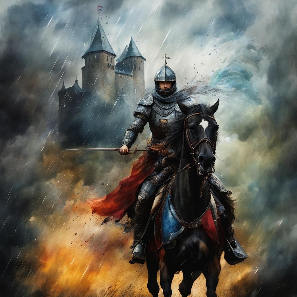 Medieval Fantasy Double Exposure Watercolor