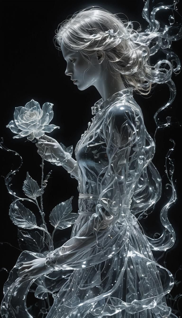 Ethereal Girl Figure with Transparent Appearance