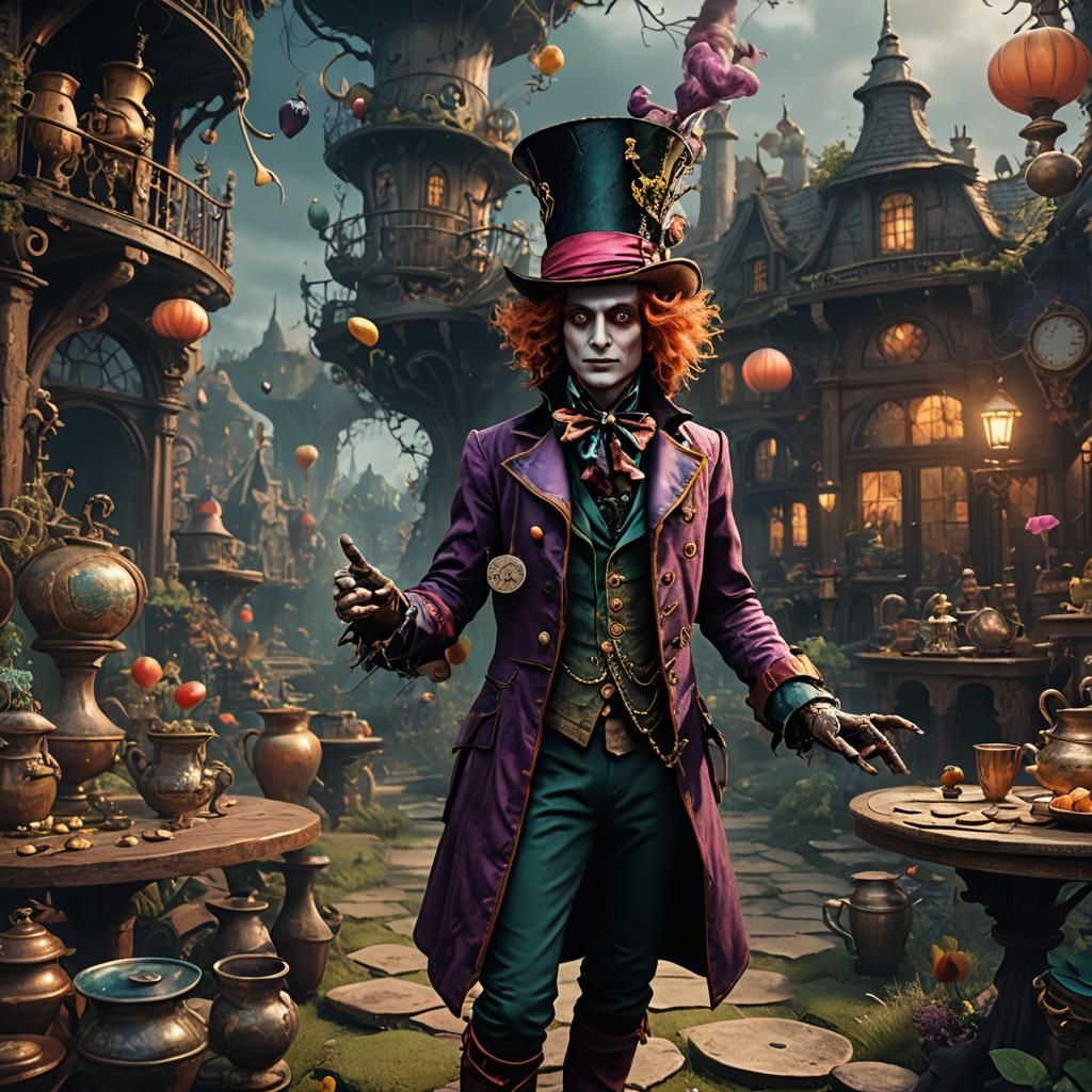 Fantastical Mad Hatter Matte Painting in 8K