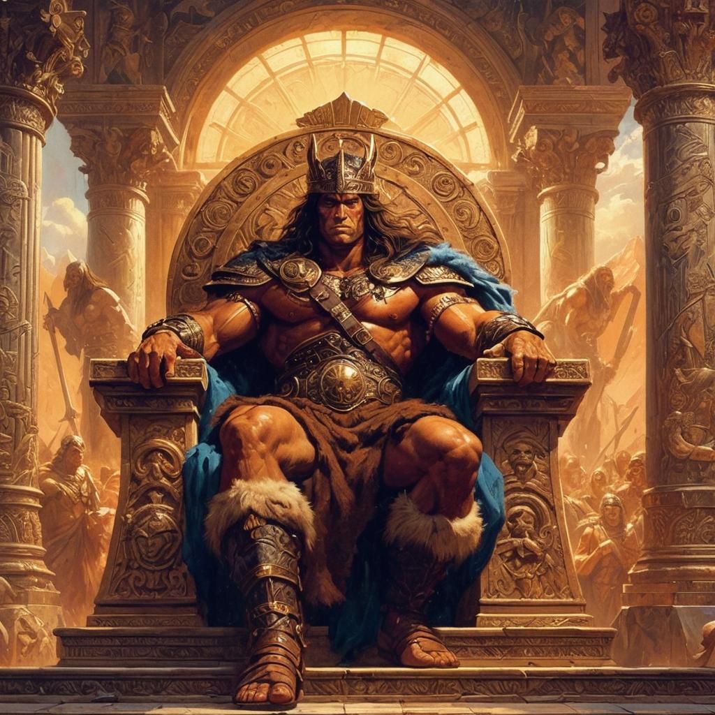 Conan the Barbarian as King in Frazetta Style