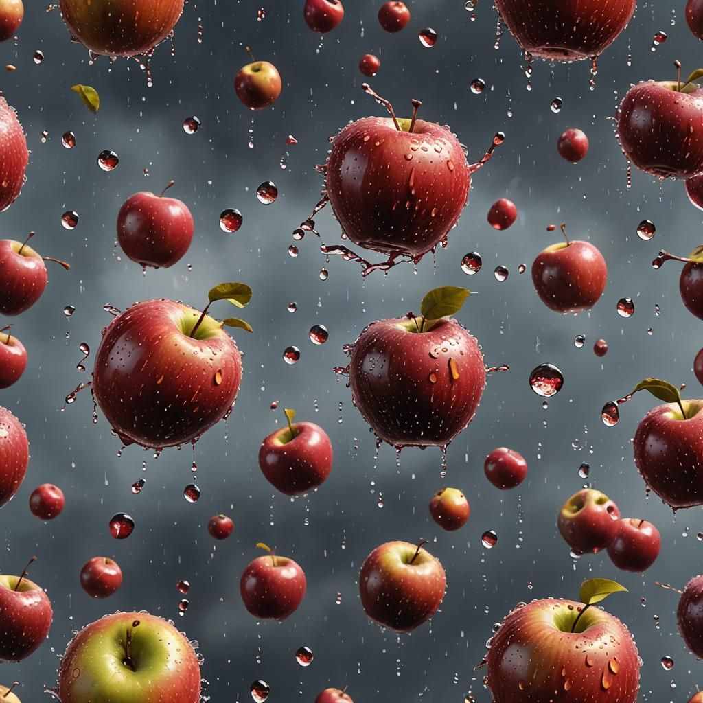 Apple with Water Droplets: Detailed Matte Painting