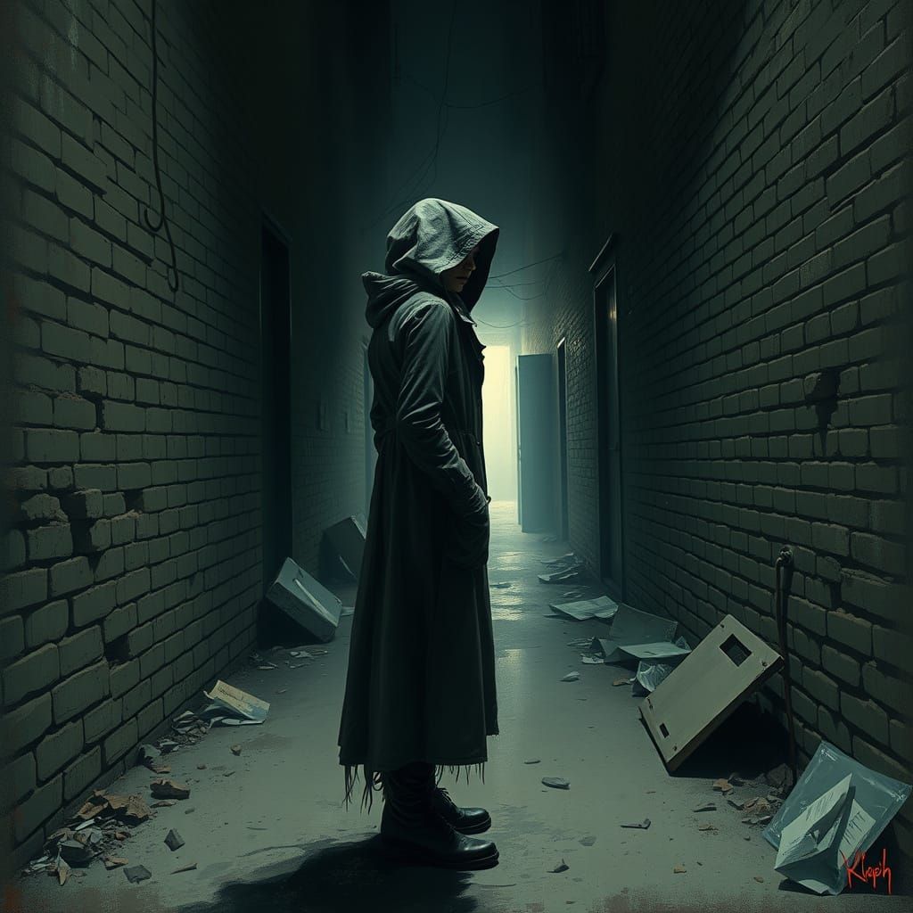 Mysterious Woman in Abandoned Alleyway
