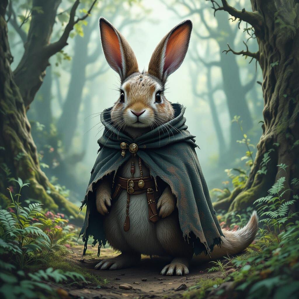 Mystical Forest Hybrid Creature in Digital Painting Style