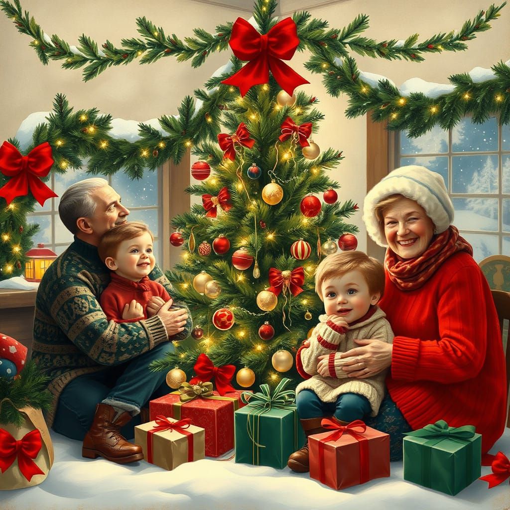 Heartwarming Winter Family Gathering in Classic American Sty...