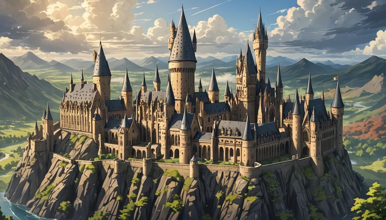 Hogwarts Castle in Anime Style