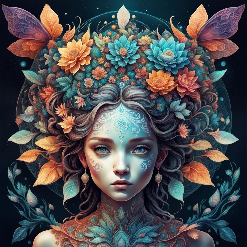 Fractal Goddess Mandala in Detailed Digital Art