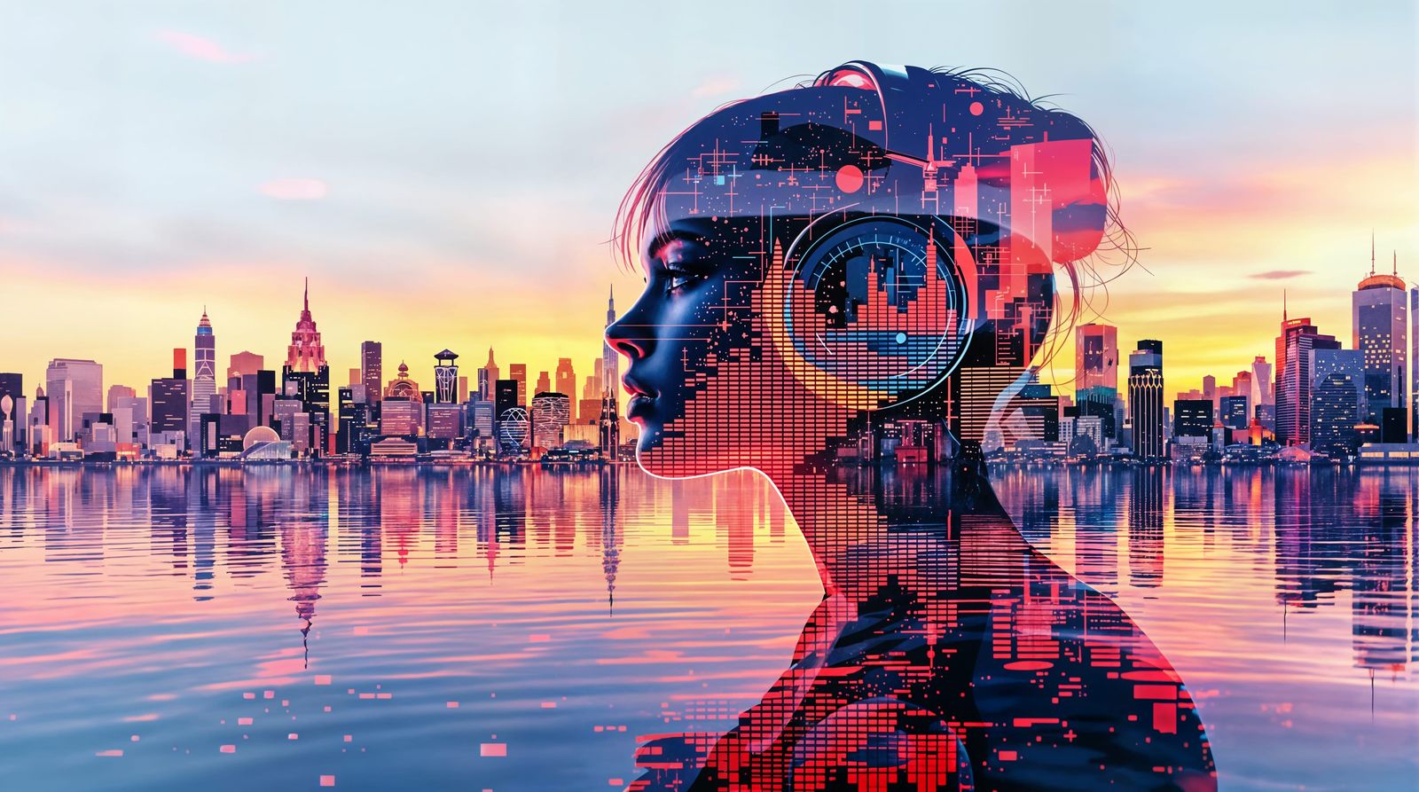 Glossy Sound Wave Metropolis Portrait