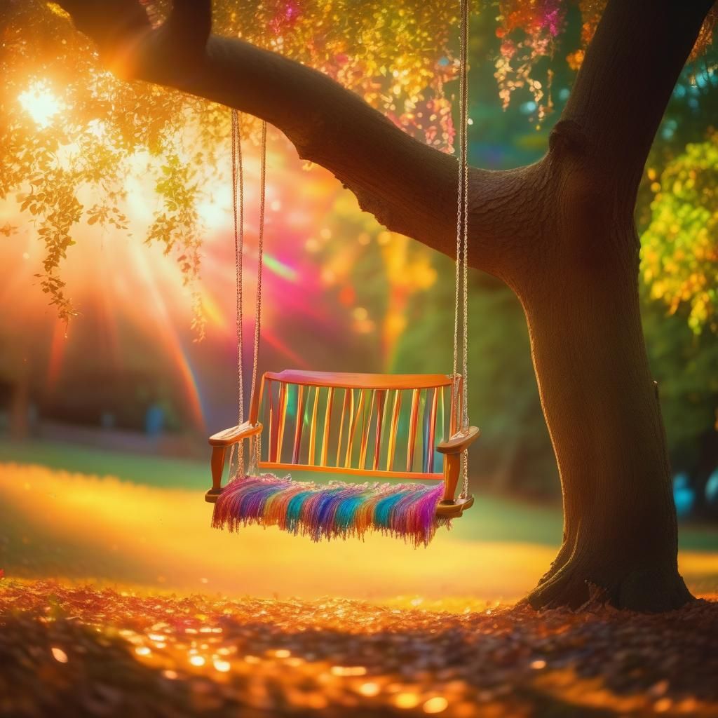 Rainbow Swing in Dreamlike Magic Realism