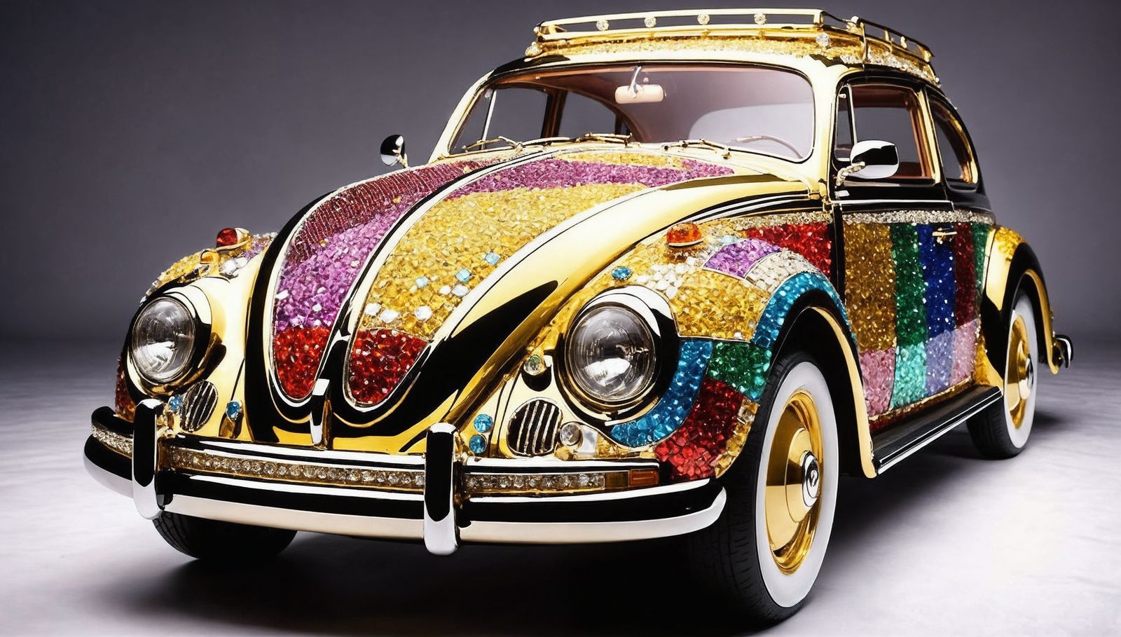 Gem-Encrusted VW Beetle Ornament in High Definition