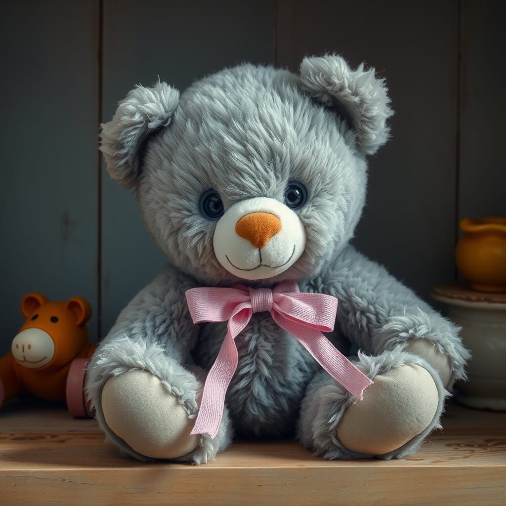 Fluffy Teddy Bear as Impasto Gouache Painting