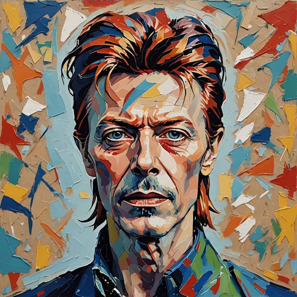 David Bowie Portrait in Impasto Matisse Style