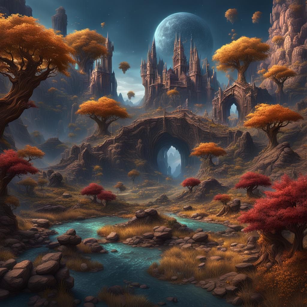 Fantastical Landscape with Diverse Terrains