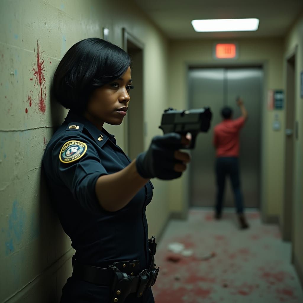 Realistic Photo of African American Woman Police Officer wit...