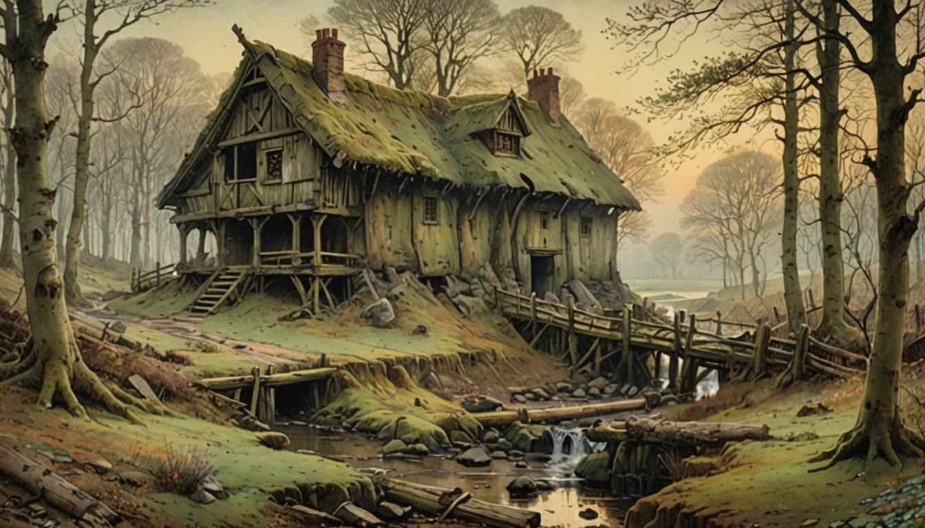 Ancient Germanic Fort in Wilderlands Watercolour