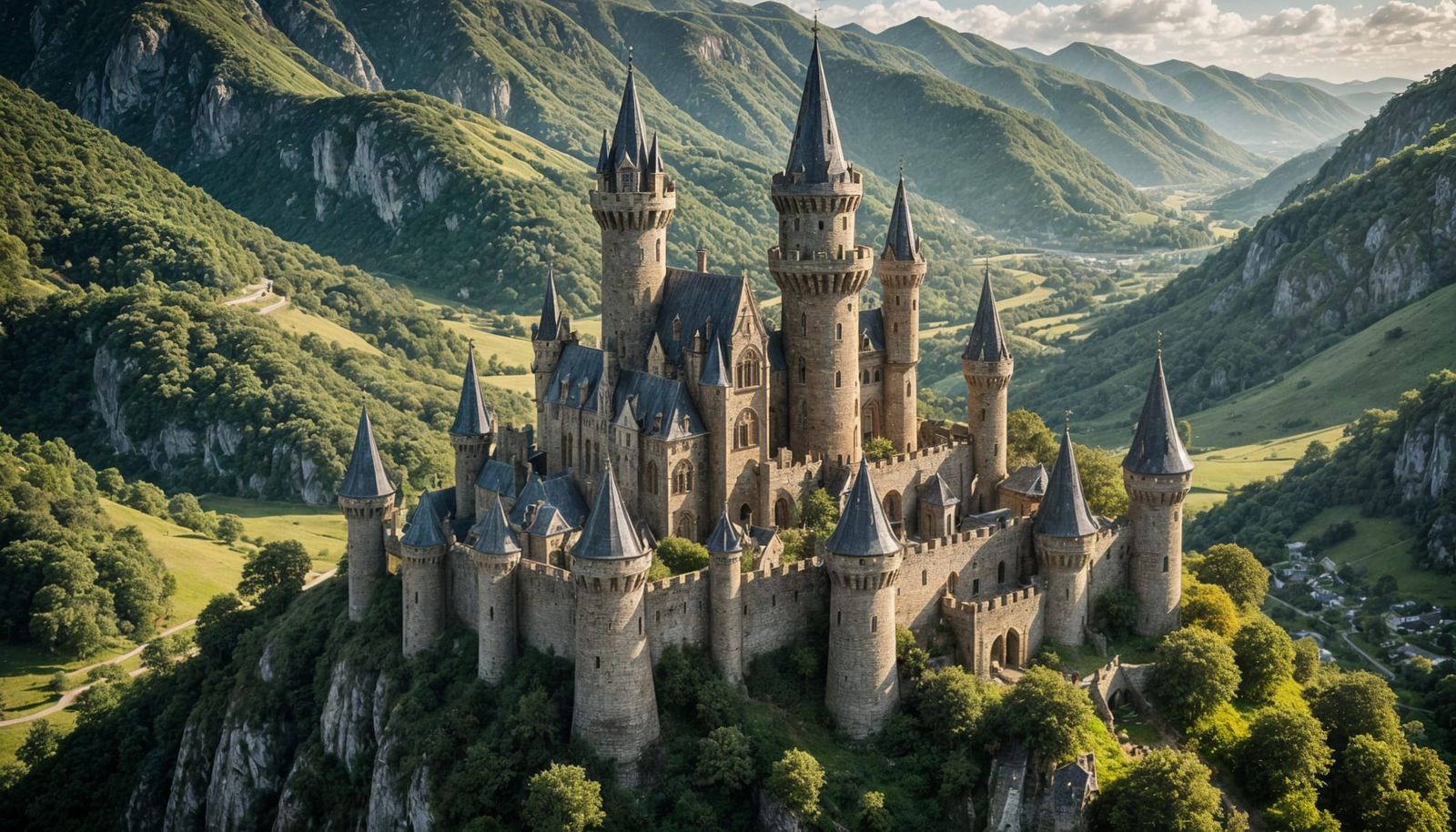 Elven Castle High Above Valley: Professional Photography