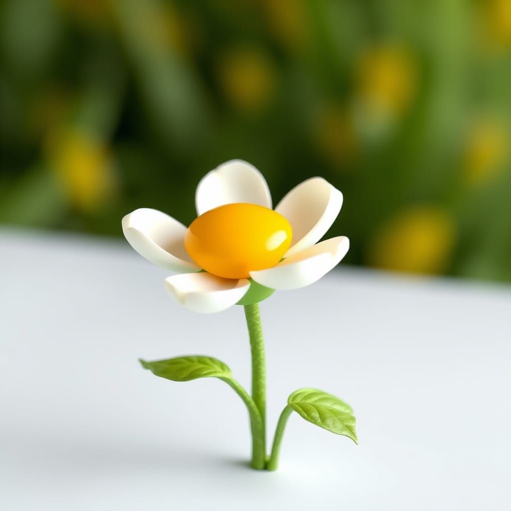 Sunny-Side Up Egg Flower: A Photorealistic Creation