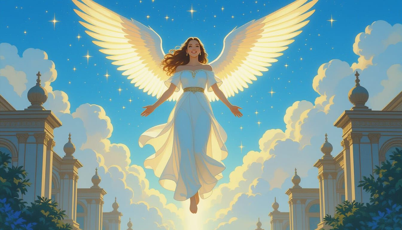 Goddess Descending from Sky as Oil Painting