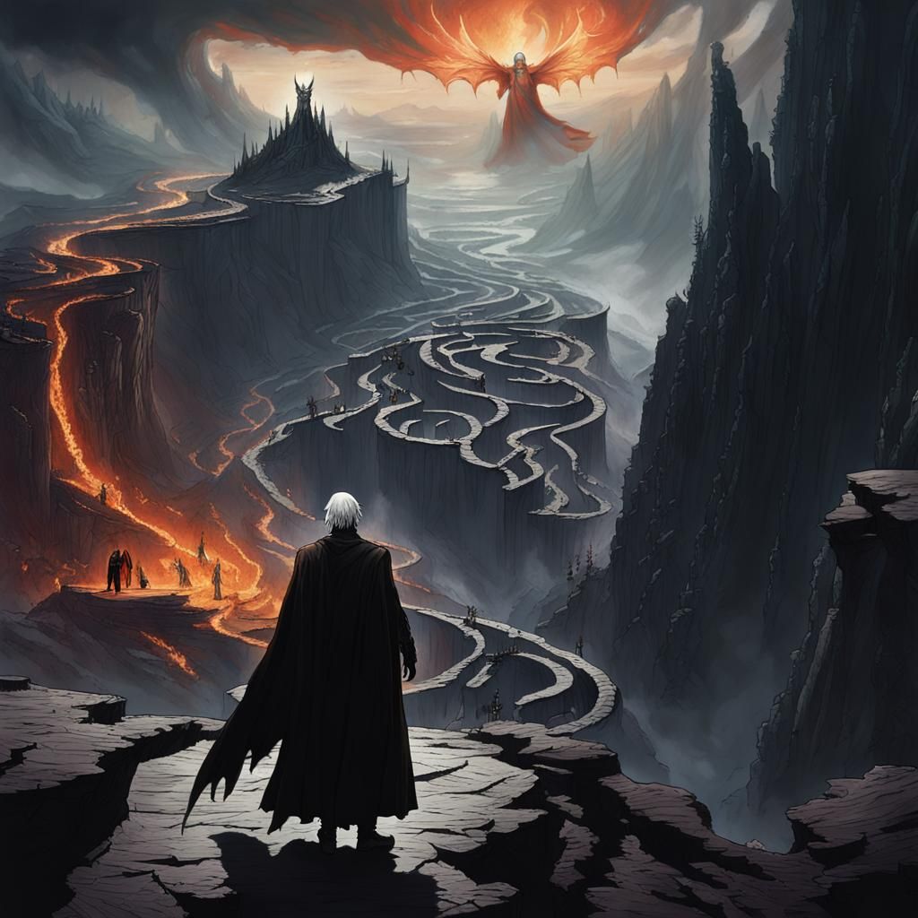 Dante's Descent: A Dark Fantasy Vision of Hell