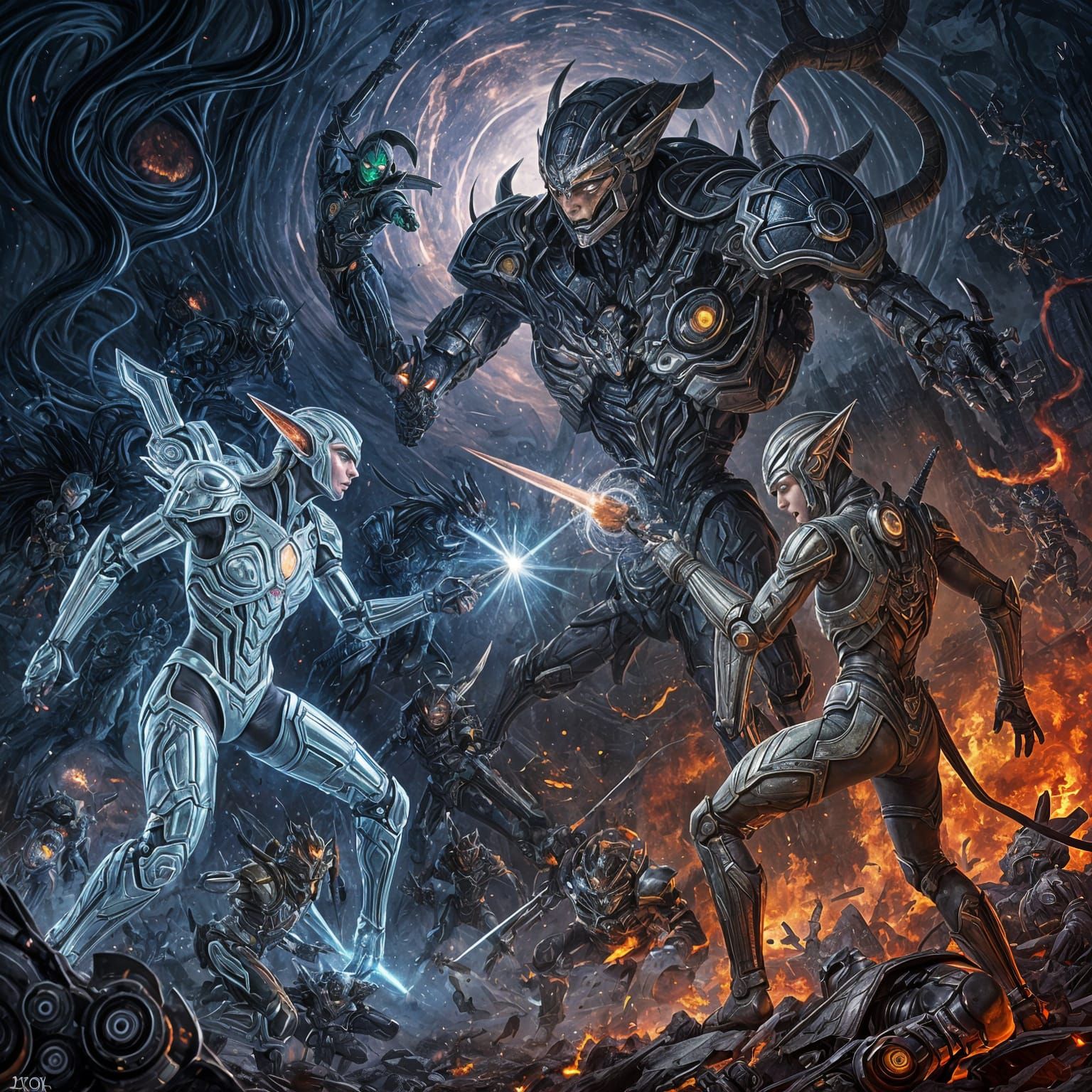 Machine Elves Battle Evil Entities