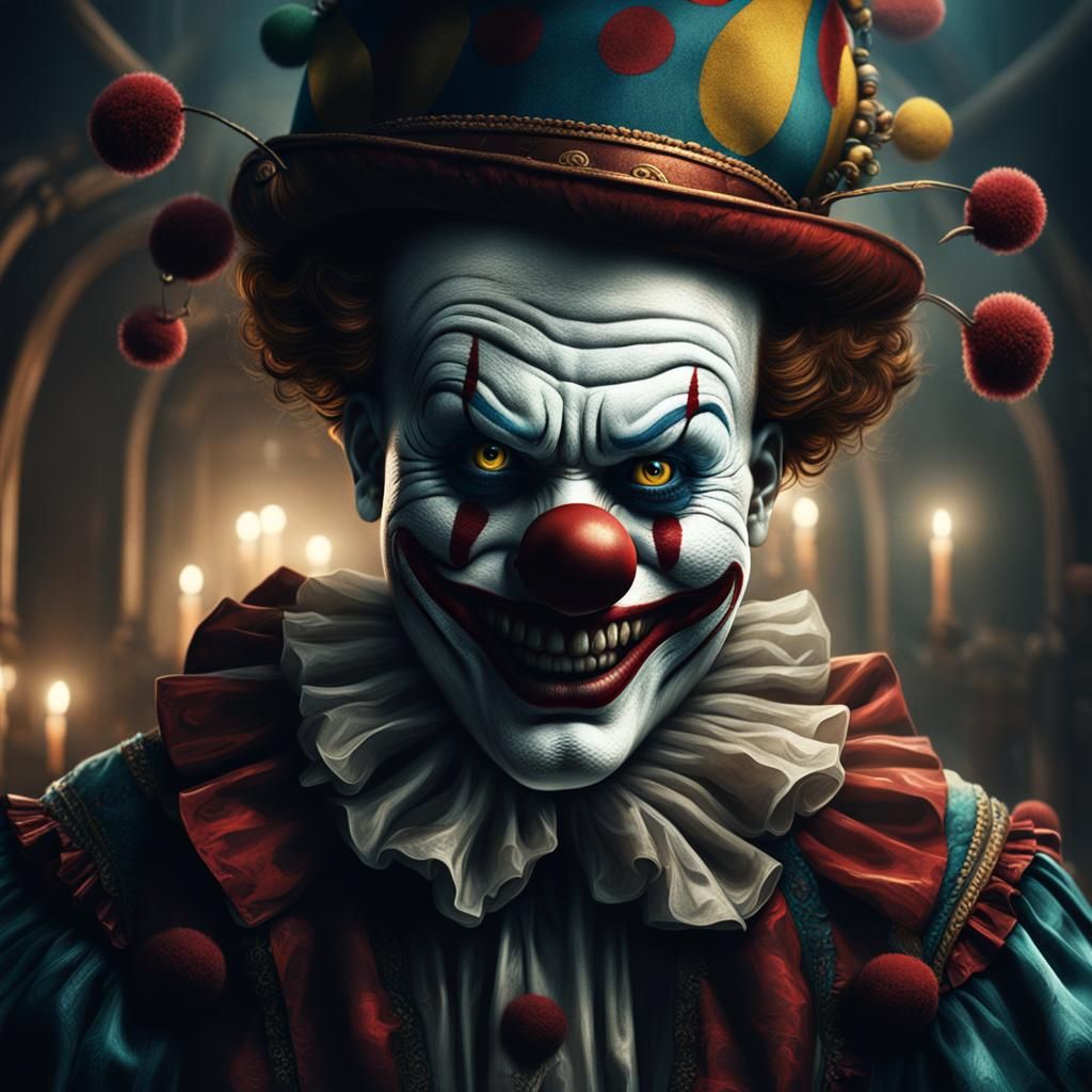 Creepy Clown in Dramatic Digital Matte Painting