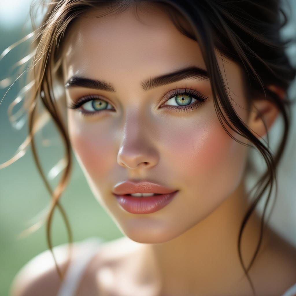 Serene Woman with Closed Eyes in Soft Light