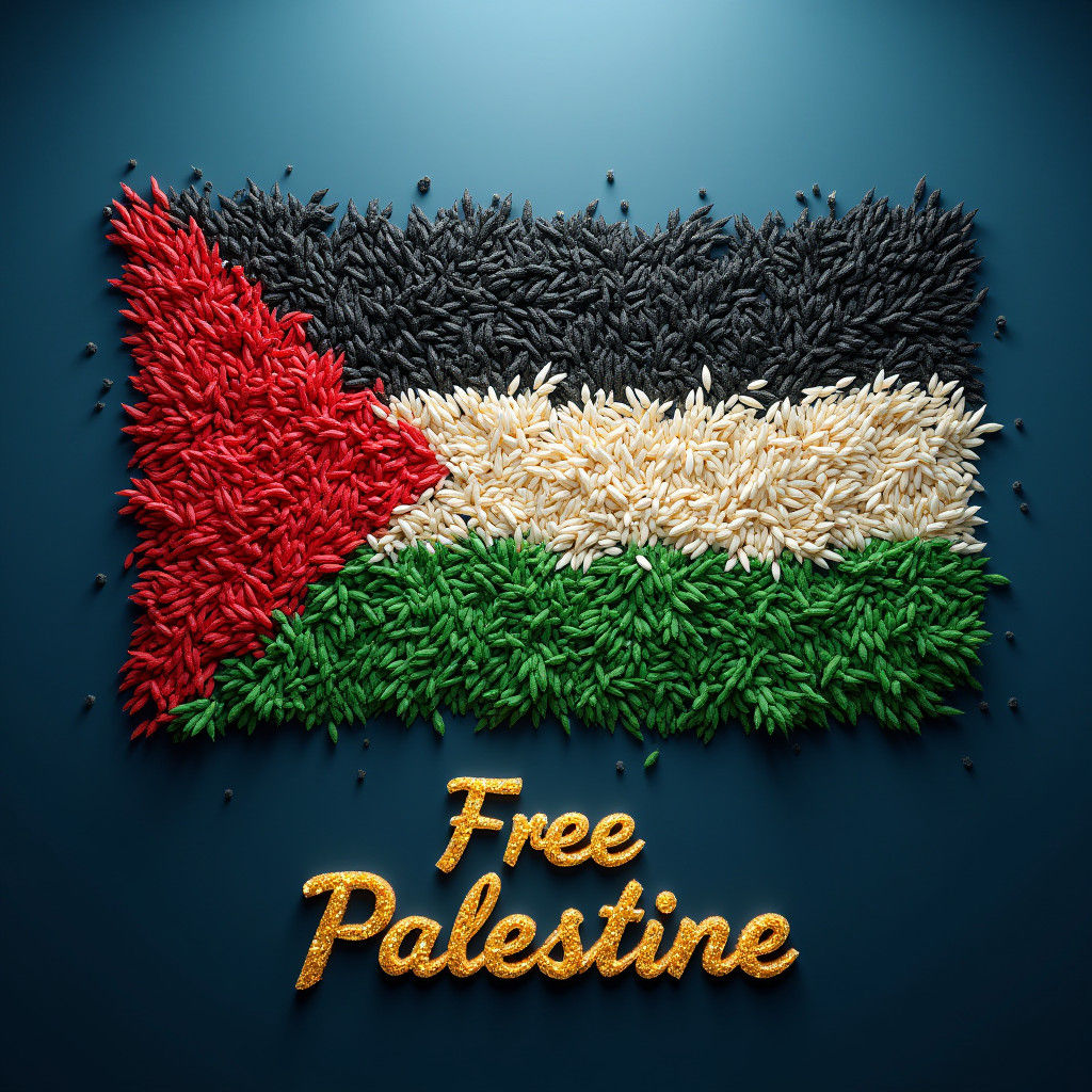Palestine Flag of Rice Grains in High-Fantasy Style