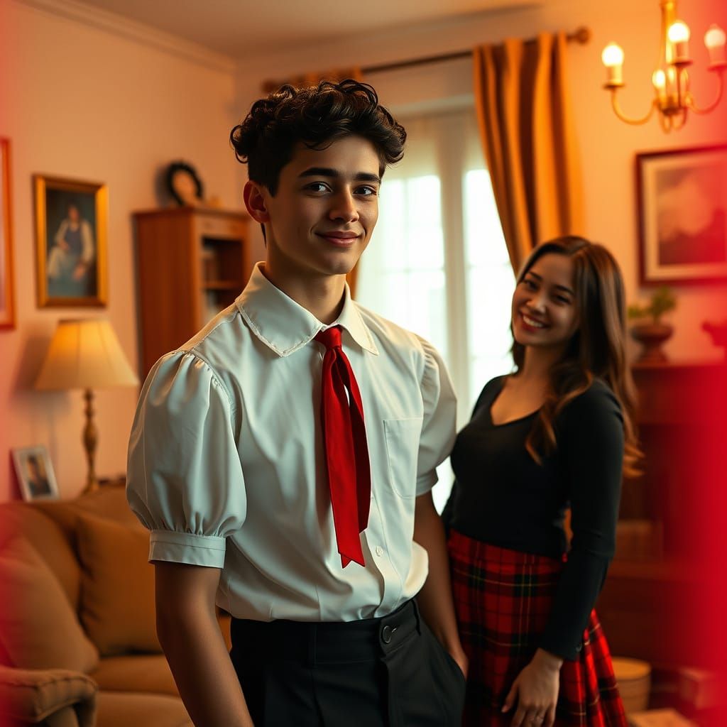 Confident Youth Embracing Self-Acceptance in a Warm, Nostalg...