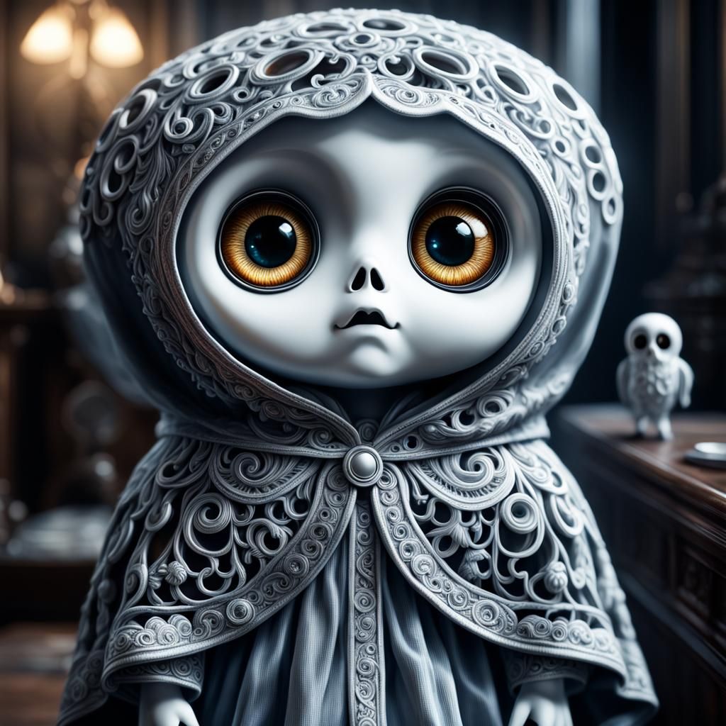 Cute Ghost with Big Eyes in Fun Art Style