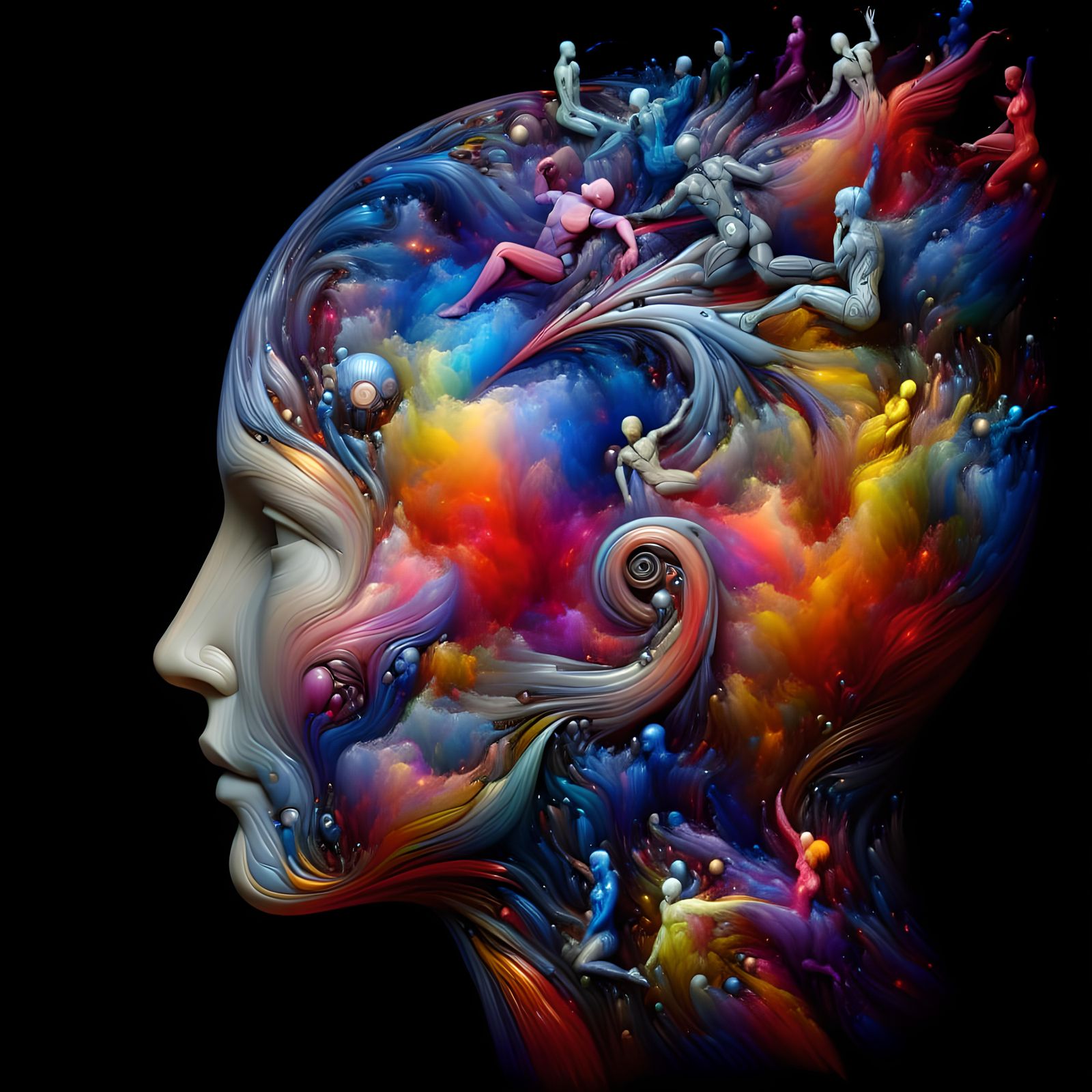 Abstract Portrait: Cybernetic Thoughts Erupting in Fantasy A...